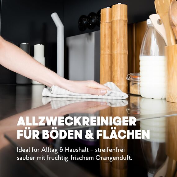 HAKA Raumpfleger Sonnige Orange, 750ml, Allzweckreiniger für Böden & Oberflächen, hautfreundlich & ohne Mikroplastik, vegan, Orangenduft, strahlende Sauberkeit im ganzen Haus