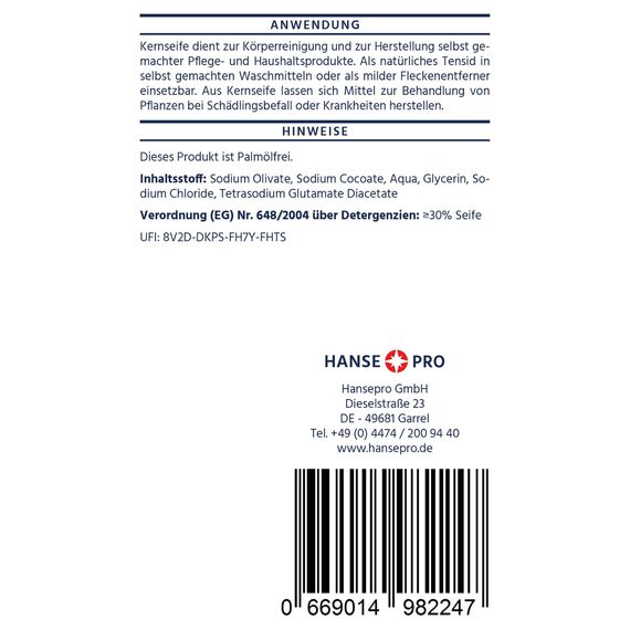 HANSE PRO Geraspelte Kernseife, 3 x 1000 g I Natürliches Hausmittel I ohne Palm-Öl, Farb- und Konservierungsstoffe I Nachhaltig I Seifenflocken