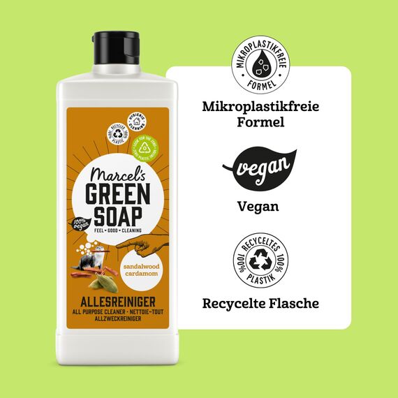 Marcel's Green Soap - Allzweckreiniger Sandelholz & Kardamom - Oberflächenreiniger - Umweltfreundlich - Vegan - 97% Biologisch abbaubar - 750 ml
