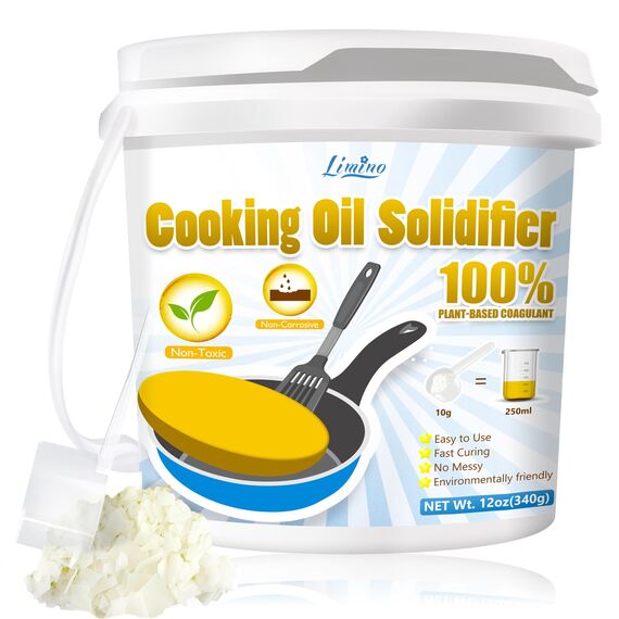 Kochöl Verfestiger Pulver - 340g Frittierfett Ölbindemittel zum Erstarrn von abgedrehtem Frittieröl, 100% Pflanzenbasierter Kochöl-Härter zur Speiseöl, Öl binder, Entsorgung Gebrauchten Öl bis 8.5L