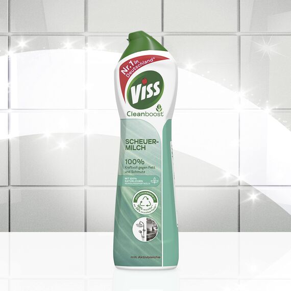 Viss Scheuermilch mit Aktivbleiche effektives Reinigungsmittel mit 100% natürlichen Reinigungspartikeln 500 ml 1 Stück (Packung mit 5)