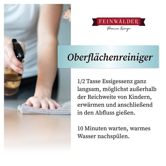 Feinwälder® Essigessenz 25% Säure im 5 kg Kanister | weißer Haushaltsessig | natürlicher Essigreiniger und Entkalker I Essig (1 stk.)