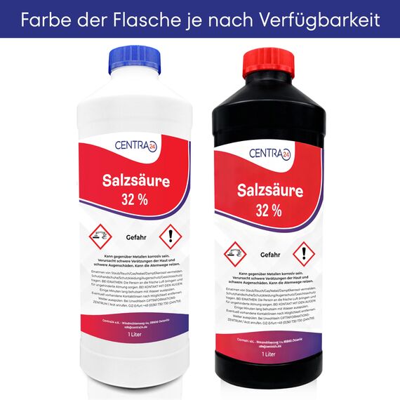 Centra24 Salzsäure 32% 1 Liter, Chlorwasserstoffsäure, Reinigung, Allzweckreiniger, Labor, Experiment, HCl