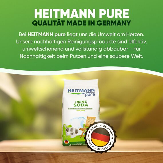 HEITMANN pure Reine Soda | Natürliches Reinigungspulver für Haushalt, Wäsche & Garten | Vielseitiges Hausmittel gegen Fett, Schmutz, Flecken & Gerüche | 500 g