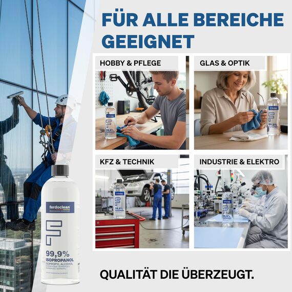 ferdoclean 99,9% Isopropanol 2000ml | 2L IPA 2-Propanol Isopropylalkohol Isopropyl | Reingungsmittel 2 x 1L