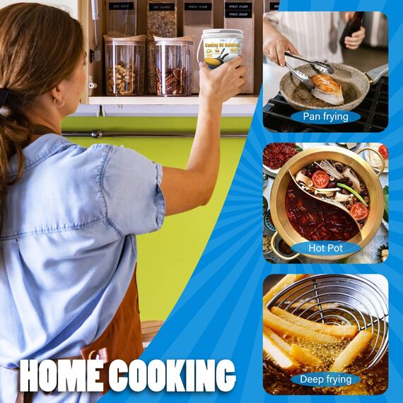 Kochöl Verfestiger Pulver - 340g Frittierfett Ölbindemittel zum Erstarrn von abgedrehtem Frittieröl, 100% Pflanzenbasierter Kochöl-Härter zur Speiseöl, Öl binder, Entsorgung Gebrauchten Öl bis 8.5L