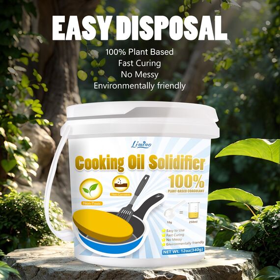 Kochöl Verfestiger Pulver - 340g Frittierfett Ölbindemittel zum Erstarrn von abgedrehtem Frittieröl, 100% Pflanzenbasierter Kochöl-Härter zur Speiseöl, Öl binder, Entsorgung Gebrauchten Öl bis 8.5L