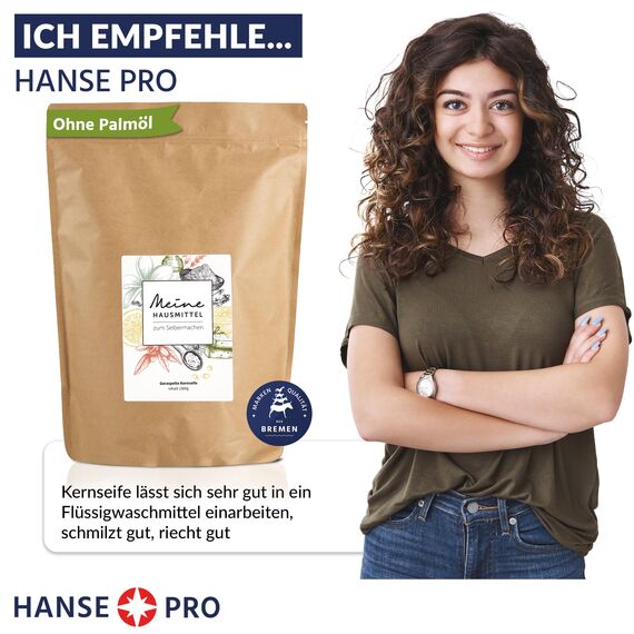 HANSE PRO Geraspelte Kernseife, 3 x 1000 g I Natürliches Hausmittel I ohne Palm-Öl, Farb- und Konservierungsstoffe I Nachhaltig I Seifenflocken