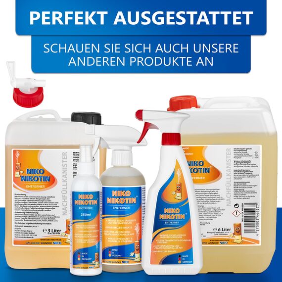 NIKO Nikotin® Multi-Surface Nikotinentferner 500ml – Kraftvoller Reiniger für Kunststoff, Fensterrahmen, Wände & mehr – Schnelle und effektive Entfernung von Ruß und Nikotin