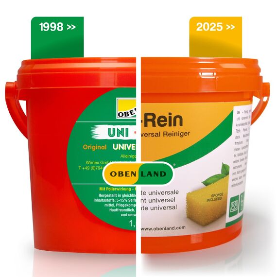 Putzstein Obenland UNI-Rein Universalreiniger 1,5 kg inkl. 4 Schwämmen - Reinigungsstein für Küche, Bad, Fenster, Sneaker, Ceranfeld, Edelstahl, WC