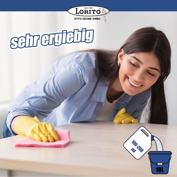 Lorito frisch & sauber Allzweckreiniger, 1 Liter Konzentrat, intensiver Allesreiniger, ohne Salmiak, für Reinigung aller Flächen, Hartböden, Wände und Fliesen