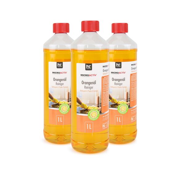 MICROACTIV Orangenöl Reiniger Konzentrat 3 x 1L - Allzweckreiniger & Fettlöser mit frischem Orangenduft – Universalreiniger Made in Germany