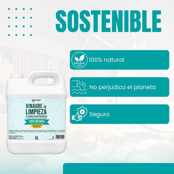 PLANTAWA Essigreiniger Konzentrat 10º 5L | Weißer Essig zum Reinigen | Kraftvoller Kalkreiniger für Küche & Bad | Natürlicher Haushaltsreiniger ohne Zusatzstoffe