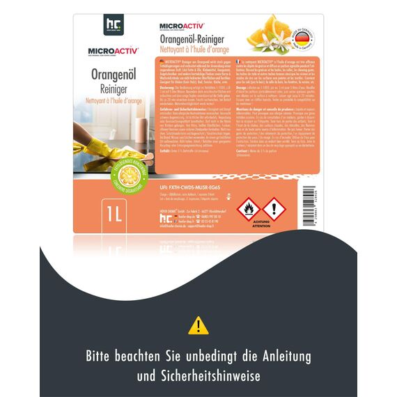 MICROACTIV Orangenöl Reiniger Konzentrat 3 x 1L - Allzweckreiniger & Fettlöser mit frischem Orangenduft – Universalreiniger Made in Germany