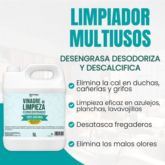 PLANTAWA Essigreiniger Konzentrat 10º 5L | Weißer Essig zum Reinigen | Kraftvoller Kalkreiniger für Küche & Bad | Natürlicher Haushaltsreiniger ohne Zusatzstoffe