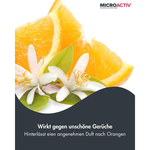 MICROACTIV Orangenöl Reiniger Konzentrat 6 x 1L - Allzweckreiniger & Fettlöser mit frischem Orangenduft – Universalreiniger Made in Germany