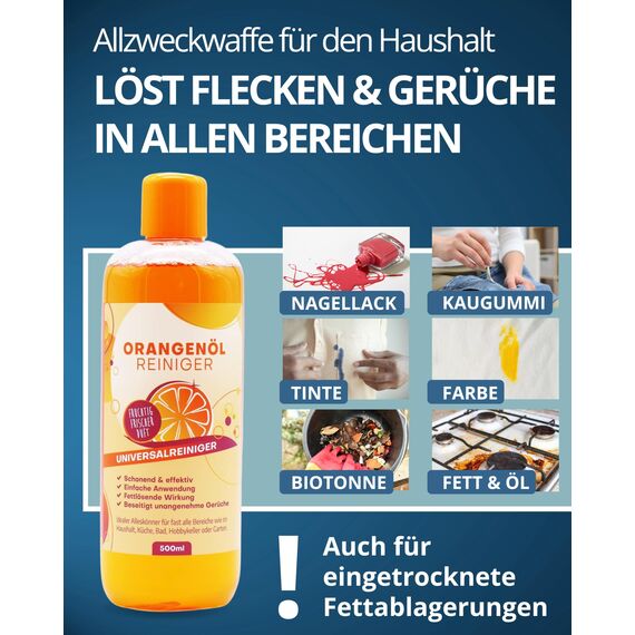 S-Pro - Orangenölreiniger fettlöser Konzentrat 6x500ml Flasche - Schonender Orangenreiniger hochkonzentriert mit frischem Orangenduft - Allzweckreiniger Reinigungsmittel für Haushalt, Küche & Bad