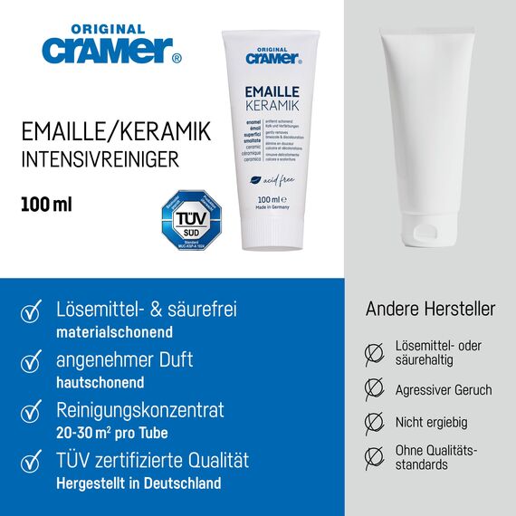 Cramer Emaille Keramik Badreiniger 100 ml (Email-Star) - säurefreier Intensivreiniger für Badewanne, Dusche, Waschbecken - besonders schonender und wirkungsvoller Spezialreiniger für Küche & Bad