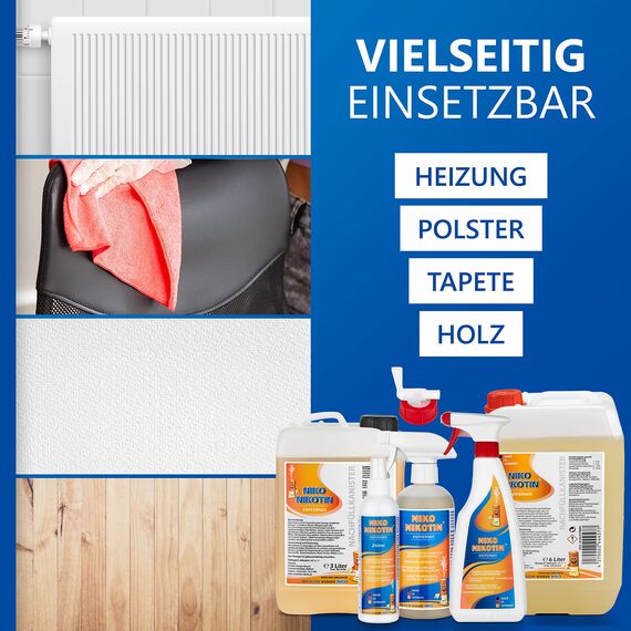 NIKO Nikotin Ultra Profi-Entferner, verbesserte Rezeptur, 2x500ml mit Reinigungstuch, gegen Nikotin & Vergilbung