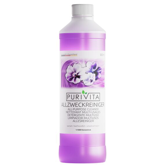 PURIVITA® Allzweckreiniger Konzentrat [500ML] - Universalreiniger mit frischem Blumenduft - Kaltreiniger - Allesreiniger - Multifunktionsreiniger - Kraftreiniger - Bodenreiniger Flüssig - Putzmittel