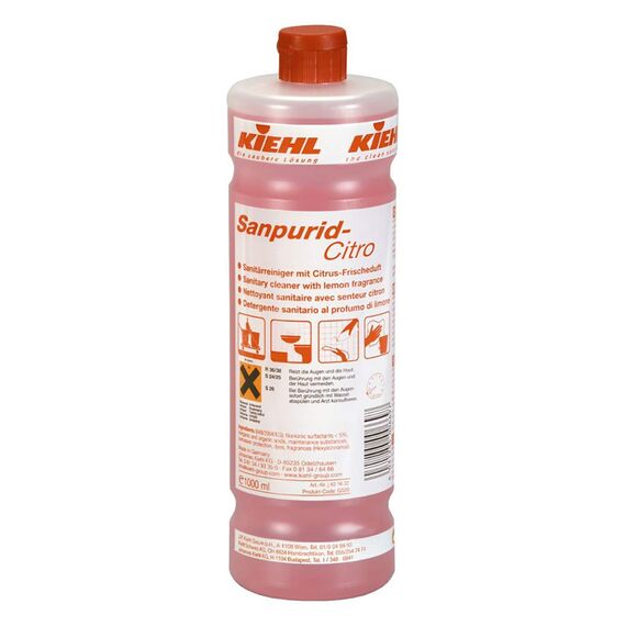 Sanitärreiniger - Kalklöser - WC Entkalker - Urinsteinlöser | mit Profi Microfasertuch rot (2 Flaschen=2 Liter)