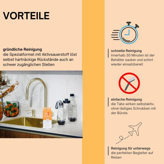 ceragol ultra Trinkflaschen-Reiniger, 30 Tabs – Reinigungstabletten für Flaschen, Trinkblasen, Kannen, Shaker – Hochwirksames Reinigungsmittel