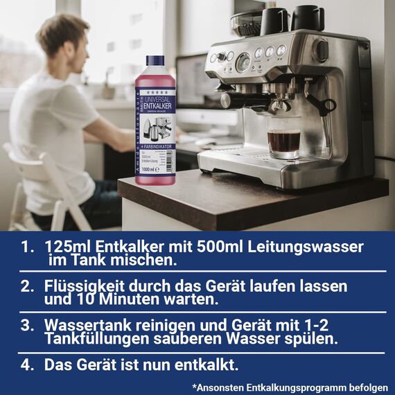1000ml Universal-Entkalker für Kaffeevollautomat und Kaffeemaschine - für 8 Entkalkungen je 125ml (1x 1000ml)