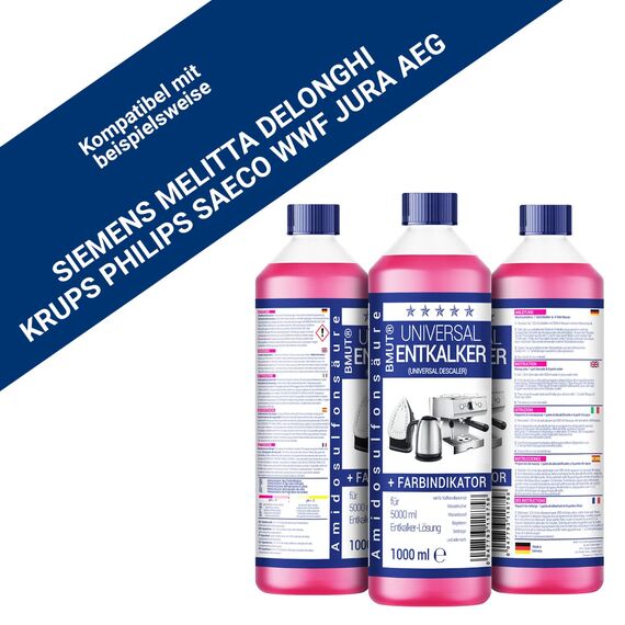 3x1000ml Universal-Entkalker für Kaffeevollautomat und Kaffeemaschine - für 8 Entkalkungen je 125ml
