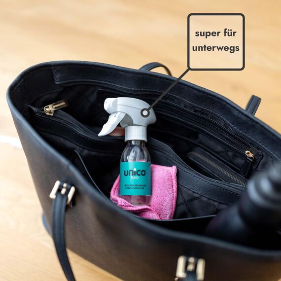 unicopuro® Allesreiniger Starter-Set Frische Wäsche – 500 ml Konzentrat = 5 L – inkl. 500 ml & 100 ml Sprühflaschen + Soft-Touch Microfasertuch – biologisch abbaubar, Geruchskiller, in 7 Düften