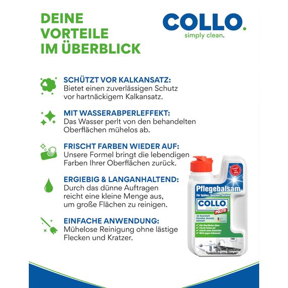 COLLO POLITO Premium Spülbeckenpflege 125 ml I Küchenreiniger Badreiniger I Glanz für Spül- & Waschbecken aus Granit, Edelstahl, Porzellan & Keramik