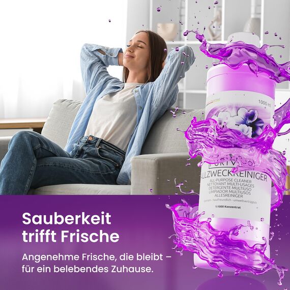 PURIVITA® Allzweckreiniger Konzentrat [500ML] - Universalreiniger mit frischem Blumenduft - Kaltreiniger - Allesreiniger - Multifunktionsreiniger - Kraftreiniger - Bodenreiniger Flüssig - Putzmittel
