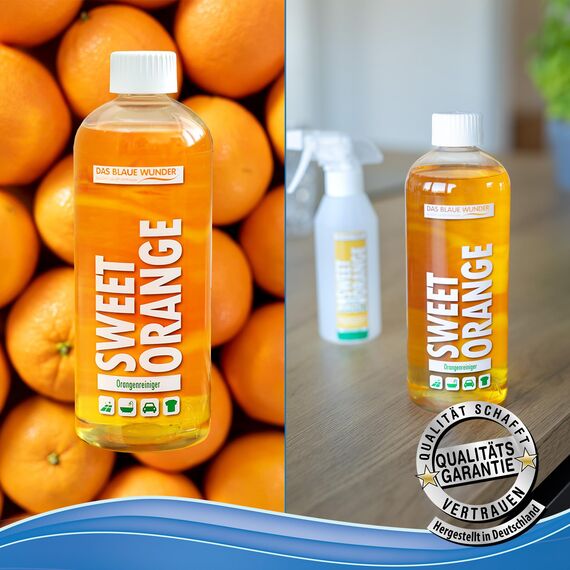 Das blaue Wunder Orangenreiniger Sweet Orange Konzentrat 2 x 750 ml | Universalreiniger | Fettlöser | Fleckenentferner | als Bodenreiniger, Badreiniger, Küchenreiniger | inkl. Sprühflasche
