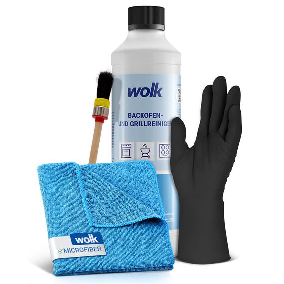 wolk Backofen- & Grillreiniger Set 500ml – Extra starkes Gel für Backofen, Grill, Backblech, Pfannen, Töpfe