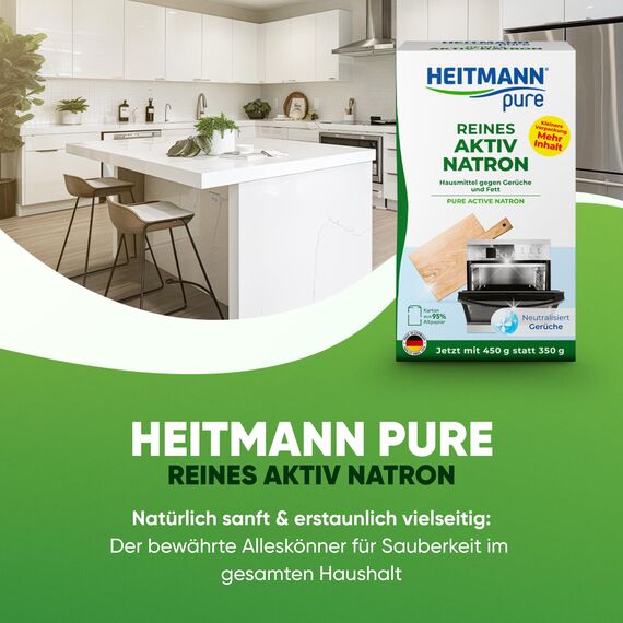HEITMANN pure Reines Aktiv-Natron | Entfernt zuverlässig Fett, Gerüche und Flecken im ganzen Haushalt | 450 g