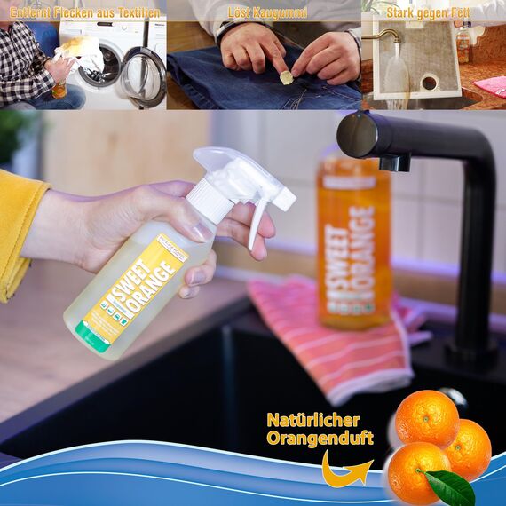Das blaue Wunder Orangenreiniger Sweet Orange Konzentrat 2 x 750 ml | Universalreiniger | Fettlöser | Fleckenentferner | als Bodenreiniger, Badreiniger, Küchenreiniger | inkl. Sprühflasche