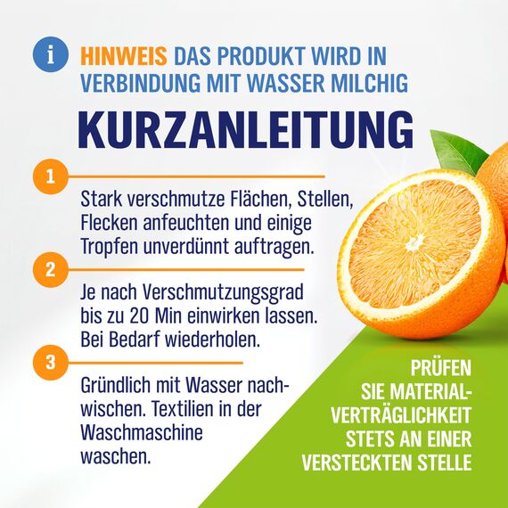 Orangenreiniger Konzentrat hochkonzentriert & fettlösend – 750 ml Reinigungsmittel für Küche, Boden & hartnäckige Verschmutzungen