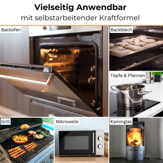 PureCLN Backofenreiniger Extra Stark - 2x 500ml Oven Cleaner - Backofenspray ohne Geruch - Intensiver Fettlöser & Grillreiniger gegen Verkrustungen - Ofenreiniger Backofenreiniger in Profi-Qualität