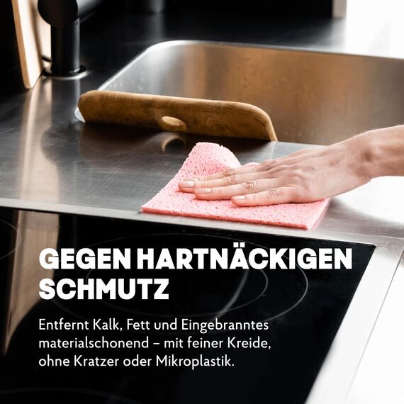 HAKA Scheuermilch, 750 ml, entfernt Kalk, Fett & Schmutz, ohne Kratzer, materialschonende Reinigung mit natürlicher Kreide, hautfreundlich, vegan, Zitronenduft