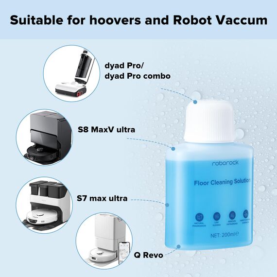 roborock Original Reinigungsmittel für S/Saros/Qrevo/Q-Serie Saugroboter und F25/Dyad pro combo/Flexi/F-Serie Nass- & Trockensauger, Bodenreiniger Mittel,200ml,Verdünnungsverhältnis 1:200