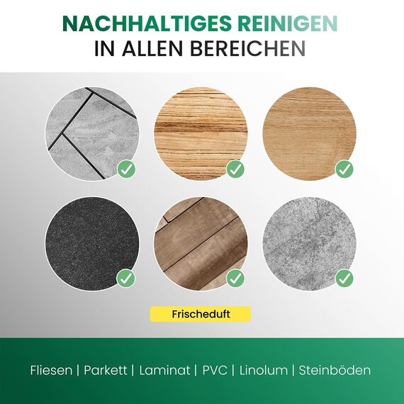 BiOHY Reinigungsmittel für Saugwischer mit Frischeduft (1l Flasche) + Dosierer | 1:200 Konzentrat für alle Nass-Trockensauger | ideal für Fliesen, PVC, Parkett, Laminat & Teppich | streifenfreier