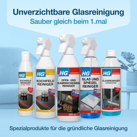 HG Ofenglasreiniger-Spray – Wirksamer Reiniger für Kamine, Öfen und Feuerstellen gegen Ruß, Teer und Fett – 500 ml
