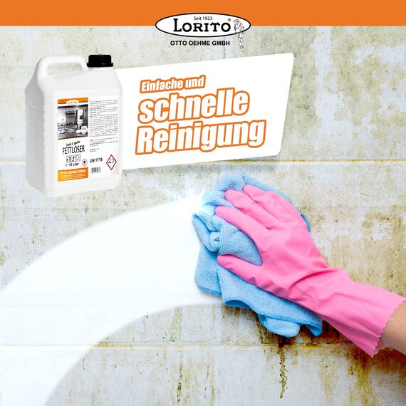 Lorito Profi-Fettlöser stark für Gastronomie & Küche 10 Liter, Küchen-Reiniger Konzentrat für Dunstabzugshaube, Grill, Backofen und Fliesen