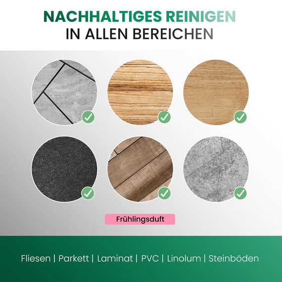 BiOHY Reinigungsmittel für Saugwischer mit Frühlingsduft (9 x 1 Liter) + Dosierer | 1:200 Konzentrat für alle Nass-Trockensauger | ideal für Fliesen, PVC, Parkett, Laminat & Teppich | streifenfrei