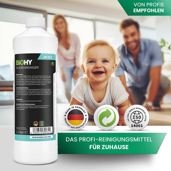 BiOHY Fliesenreiniger (3x1l Flasche) | speziell entwickelt für Stein- & Fliesenböden | hinterlässt eine schmutzabweisende Glanzschicht | entfernt jegliche Art von Schmutz mühelos