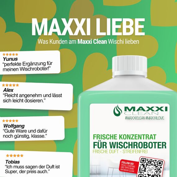 Maxxi Clean | 2x 750 ml Bodenreiniger mit Frische-Duft | geeignet für alle Wischroboter | Universal Reiniger Konzentrat | Wischflüssigkeit für Boden, Parkett, Fliesen | Saugwischer-Reinigungsmittel