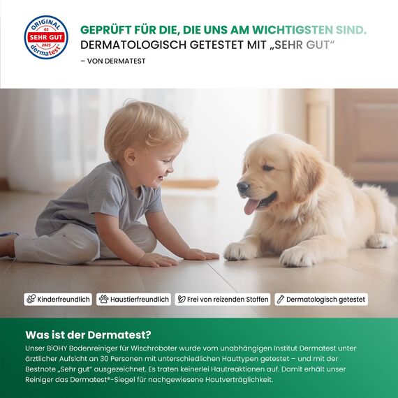 BiOHY Bodenreiniger für Wischroboter (2 x 1 liter) | Reinigungsmittel Konzentrat für alle Wisch & Saugroboter mit Nass-Funktion | Schaumarm & Streifenfrei | Für alle Böden