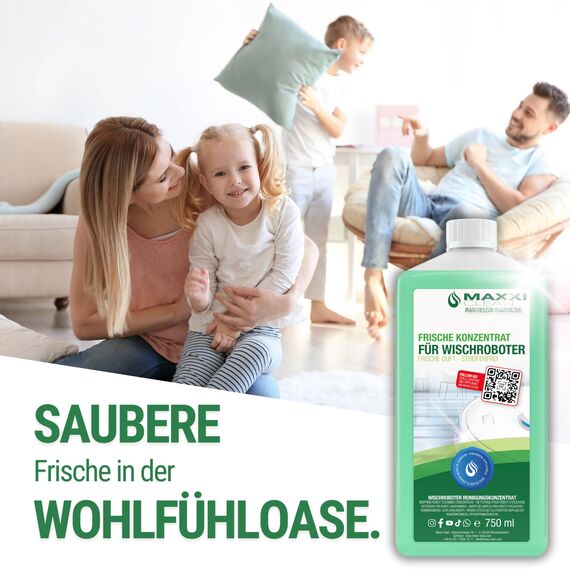 Maxxi Clean | 2x 750 ml Bodenreiniger mit Frische-Duft | geeignet für alle Wischroboter | Universal Reiniger Konzentrat | Wischflüssigkeit für Boden, Parkett, Fliesen | Saugwischer-Reinigungsmittel