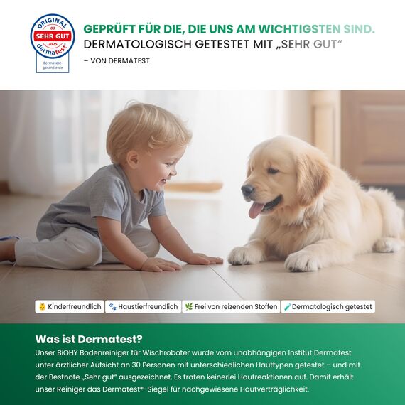 BiOHY Bodenreiniger für alle Wischroboter mit Frühlingsduft (1l Flasche) + Dosierer | Schaumarm & Streifenfrei | Reinigungsmittel Konzentrat für alle Böden