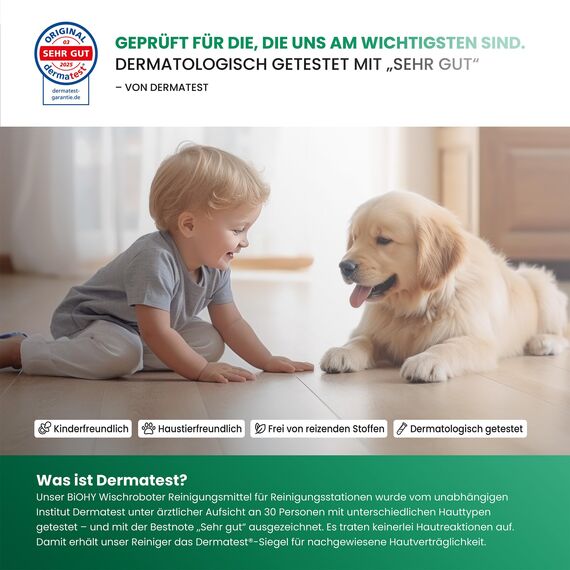 BiOHY Bodenreiniger für alle Wischroboter mit Orangenduft (1l Flasche) + Dosierer | Schaumarm & Streifenfrei | Reinigungsmittel Konzentrat für alle Böden