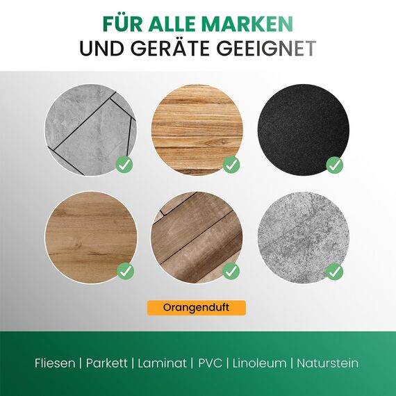 BiOHY Bodenreiniger für alle Wischroboter mit Orangenduft (9 x 1 Liter) + Dosierer | Schaumarm & Streifenfrei | Reinigungsmittel Konzentrat für alle Böden
